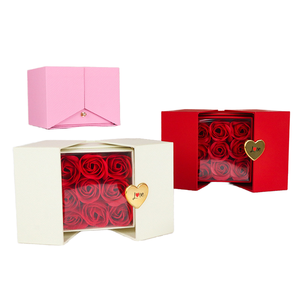 Caja de Regalo de Lujo con Rosas Preservadas en Forma Cuadrada, con Detalles en Dorado, de <span class=keywords><strong>9</strong></span> y 16 Cabezas, un Elegante y Romántico Recuerdo para Ella - Product Image 1