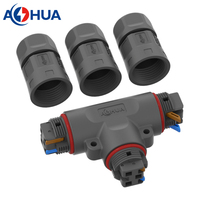 Connecteur rapide étanche IP68 de type T à 3 voies, 3 broches, à montage rapide, PA66 AOHUA, 1,5/2,5 mm, pour extérieur, répartiteur de courant