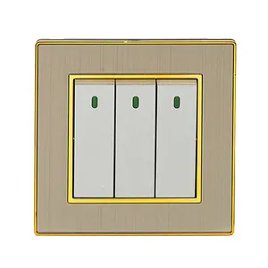 Wholesale OEM UK 10A Metal Light Wall Switch 1/2/3/4 Gang Outlets Socket Wall Light Switch For Home