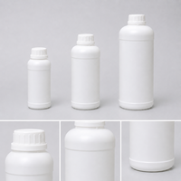 Bouteille ronde en plastique HDPE de 1L avec bouchon à vis, conteneur d'emballage industriel pour liquides, solvants et engrais, couleur et logo personnalisés