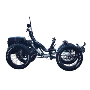 TrikExplor 여행 오프로드 500 와트 모터 4 바퀴 뚱뚱한 타이어 전기 Recumbent Quad 자전거 성인