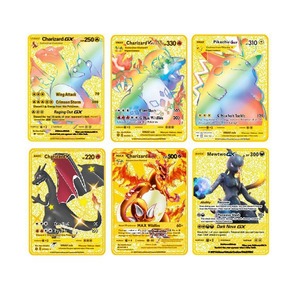 Tarjetas Metálicas de <span class=keywords><strong>Anime</strong></span> de Dibujos Animados, Pokémon, en Inglés y <span class=keywords><strong>Español</strong></span>, Tarjetas Metálicas Coleccionables para Jugar - Product Image 2