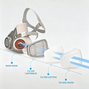 Masque de bonne qualité pour la respiration, demi-masque respiratoire pour la peinture, la rénovation, le formaldéhyde, les pesticides et les gaz chimiques - Product Image 3