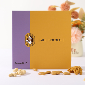 Boîtes à chocolat de luxe en forme de carré violet et jaune Emballage cadeau imprimé par revêtement UV pour la nourriture - Product Image 2