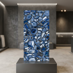 Azulejos de porcelana antideslizantes Agatha Blue de 800x1600 mm para suelo y pared, con aspecto de mármol, diseño premium de gran formato. - Product Image 1