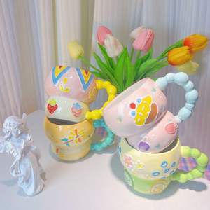 <span class=keywords><strong>Taza</strong></span> de cerámica de porcelana moderna <span class=keywords><strong>pintada</strong></span> <span class=keywords><strong>a</strong></span> <span class=keywords><strong>mano</strong></span> hecha <span class=keywords><strong>a</strong></span> <span class=keywords><strong>mano</strong></span>, 420ml, apto para lavavajillas y microondas, vaso de regreso <span class=keywords><strong>a</strong></span> la escuela y regalo - Product Image 2