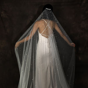 <span class=keywords><strong>Voile</strong></span> de mariée haut de gamme évasé et tendance, orné de strass transparents, longue traîne de 300 cm, pour cérémonie de mariage et entrée principale - Product Image 2