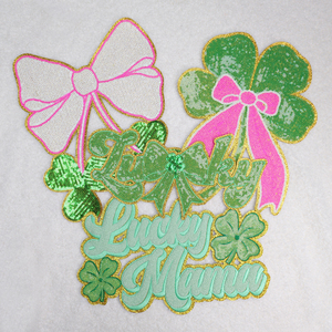 Factory Direct Supply Big Glitter Sequin Shamrock Patches St Patrick'S Day <b>Bow</b> Patches Iron On - Product Image 6
