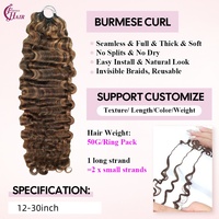 FH Miracle Knots Feather Crochet Cheveux Humains P4/30 Bouclés Birmans Pré-bouclés Tresses au Crochet en Cheveux Humains Vierges