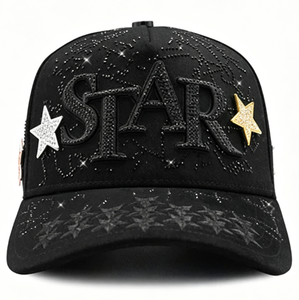 Gorras de Béisbol Negras con Bordado 3D, Cruz de Diamantes de Imitación, Logotipo M, Diseño Personalizado, Estilo Urbano Unisex, Gorra Ajustable de 5 Paneles - Product Image 4