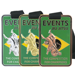 Custom 3D Rectangle Metal taekwondo Sport Medals Gold Silver Bronze Competition Award Brazilian <b>Jiu</b> <b>Jitsu</b> Medal With Ribbon - Product Image 1