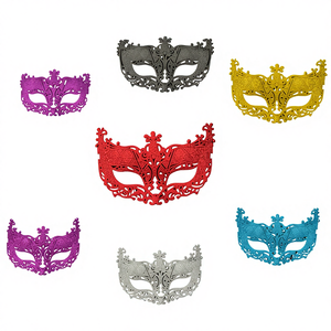 Máscara de Maquillaje de Plástico con Diseño de Zorro Hueco en Rojo, Negro y Dorado para Carnaval, Navidad y Halloween, Venta al por Mayor Directamente de Fábrica - Product Image 3