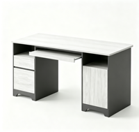 Bureau de direction avec tiroir pour classeurs, plateau pour clavier et 2 tiroirs, couleur bois, bureau à domicile avec 2 tiroirs de rangement verrouillables
