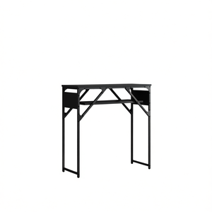 Mesa Consola de Madera Sintética Negra 29.5x11.8x29.5 con Estante y Base de Trípode, Mueble Moderno Minimalista para Sala de Estar - Product Image 1