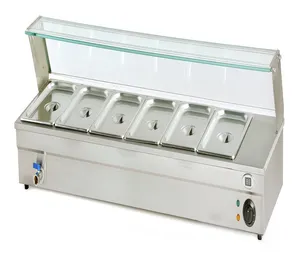 BM-63 pratik yüksek yansıtıcı 6 tava büfesi bain marie (sıcak)