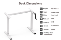2MABR2 Cadre de bureau debout ergonomique à manivelle pour bureau réglable en hauteur manuellement