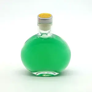 中国扁平圆形制造商3盎司8盎司16盎司酒瓶玻璃包装白兰地杜松子酒用聚合物盖