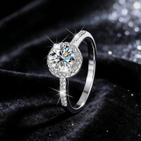 Bague de mariage pour femme en argent sterling S925, prête à être expédiée, avec moissanite taille brillant ronde couleur D VVS1