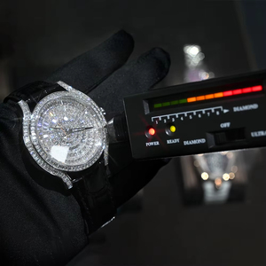 <span class=keywords><strong>Montre</strong></span> de luxe haut de gamme avec grand cadran, design élégant, en moissanite VVS, étanche, <span class=keywords><strong>bracelet</strong></span> en <span class=keywords><strong>cuir</strong></span>, pour homme, sertie de diamants - Product Image 4