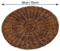 Napperons de table réutilisables en rotin tressé aspect naturel, écologiques, légers, épaisseur 3 mm, 38 cm, pour la maison et la salle à manger