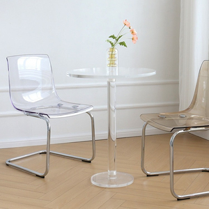 Italian light luxury <b>coffee</b> <b>table</b>, home living room, simple transparent dining <b>table</b>, balcony, <b>small</b> circular <b>table</b> - Product Image 3