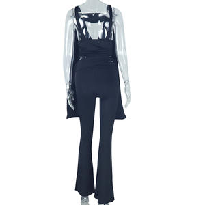 Viviblook Z316ST04 Ensemble décontracté pour femme, sexy, couleur unie, haut court sans manches, pantalon, ensemble deux pièces - Product Image 4