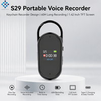 Enregistreur vocal porte-clés S29 avec écran de 0,42 pouce |   Mini enregistreur audio noir avec trou pour cordon et coque en alliage de zinc