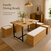 Ensemble de table à manger moderne en bois de chêne rouge massif naturel, résistant à l'eau, pour restaurant commercial, hôtel, école, 8 personnes