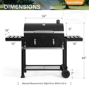 <span class=keywords><strong>Barbecue</strong></span> au <span class=keywords><strong>charbon</strong></span> de bois extra large, robuste, avec <span class=keywords><strong>chariot</strong></span> extérieur, plateaux à <span class=keywords><strong>charbon</strong></span> et table latérale pliable - Product Image 6