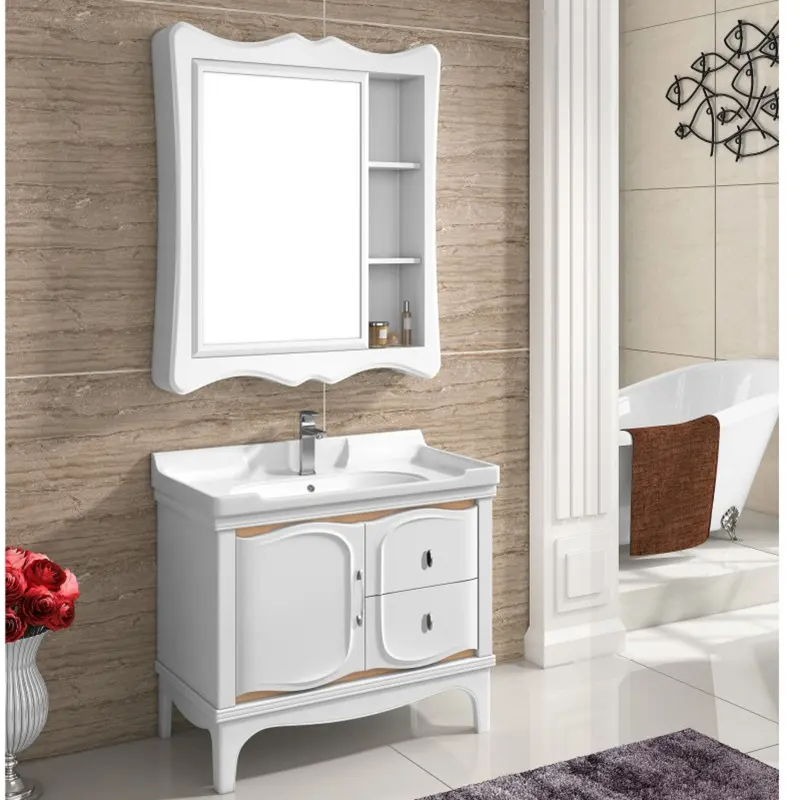 उच्च चमक सफेद रंग के साथ पीवीसी बाथरूम वैनिटी