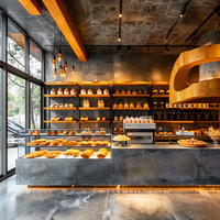 Boulangerie Composite magasin de détail longue bande droite style stratifié ligne droite type présentoir