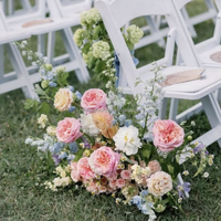 Composition florale rustique pour sol, 30-100 cm, rose poudré, toucher réel, rangée de fleurs personnalisée, fleurs d'allée, fleurs sauvages pour mariage