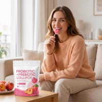 Sucettes probiotiques sans sucre pour femmes, saveur pêche, avec vitamines, pour l'équilibre digestif et le soutien immunitaire, collation pour femmes, OEM ODM