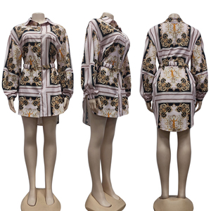 À la mode et luxueux imprimé numérique décontracté ample chemise à manches longues <span class=keywords><strong>robe</strong></span>-Designer marque vêtements pour femmes - Product Image 3