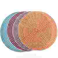 Napperons de table modernes bicolores en spirale, tissés côtelés, décor de salle à manger rayé éclatant pour la maison et la cuisine contemporaines