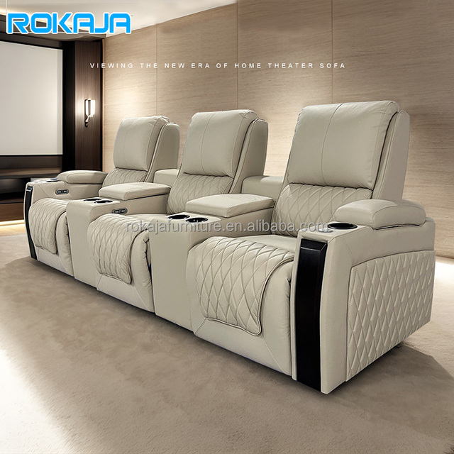 High-End Intelligent Home Theater Sofa Luxury First Class Electric Recliner Dubai Villa AV Room Movie Seat Chair Leather