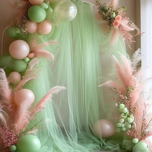 Vente Flash : Rideau de fond en tulle rouge, voile de mariée en maille douce pour décoration de mariage, douche nuptiale, fête - Product Image 6