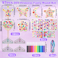 Kit de baguette magique de princesse, kit d'artisanat DIY pour filles, fournitures pour fête d'anniversaire, 18 baguettes magiques en bois, cadeau pour enfants