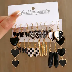 Trendy Gold Earrings Set For Women Fashion Geometric Pearl Circle Drop Earrings Trend Set of Earrings Jewelry