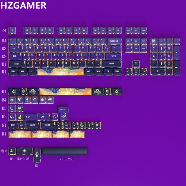 HZGAMER Factory Sublimation Keycap Mechanical Keyboard Custom Dye Sub Keycaps CHERRY PBT Undersea StarrySky Keycaps