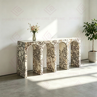 Console décorative en marbre Calacatta Viola de style nordique pour hall d'entrée, meuble de salon intérieur