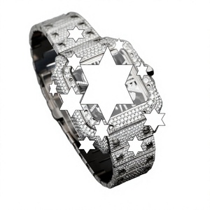 NYC DIAMOND EMPIRE นาฬิกาข้อมือหรูหรา ระบบอัตโนมัติ ตัวเรือนสแตนเลสสตีล หน้าปัดทรงเหลี่ยม ตัวเลขโรมัน ขนาด 41 มม. ปุ่มกดแบบซ่อน - Product Image 1