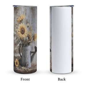 Stainless Steel Tumbler 20oz Vacuum <b>Insulated</b> Custom Sunflower Design Travel <b>Mug</b> - Product Image 2