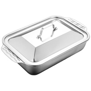 Stainless Steel Grilled Fish <b>Tray</b> With Lid Rectangular Induction Cooker Compatible Commercial Seafood Cooker Shallow Dish - Product Image 3
