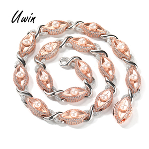 UWIN 2024 chapado en oro rosa Iced Out Pearl Eyes cadena de eslabones cubanos infinitos 5A CZ Iced Out collar de mujer joyería de moda femenina - Product Image 1