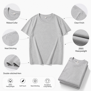 Camiseta de Cuello Redondo de Algodón 200GSM, Color Personalizado, Unisex, Suave, Duradera, Esencial para el Día a Día, OEM - Product Image 2