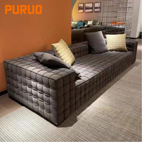 Puruo Wohnzimmer-Sofa Luxuriöse Möbel Hochwertiges Sofa Umweltfreundliches Holzfurnier Ledersofa