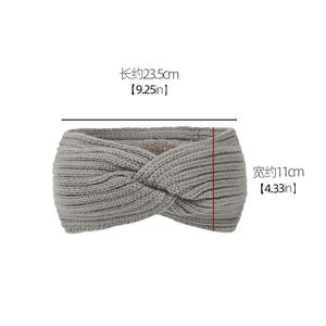 عصابة رأس شتوية محبوكة بلون واحد على الطراز الأوروبي والأمريكي، مبطنة بالصوف، سميكة ودافئة - Product Image 3