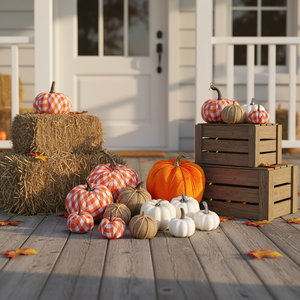 Ensemble de 12 citrouilles en velours à carreaux pour <span class=keywords><strong>Halloween</strong></span> 2026 – Décoration de Noël et de Thanksgiving - Product Image 6