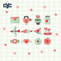 Patch brodé thermocollant OEM Saint-Valentin, motif double cœur romantique et fleurs, avec logo personnalisé, broderie florale 'Sweet Love'